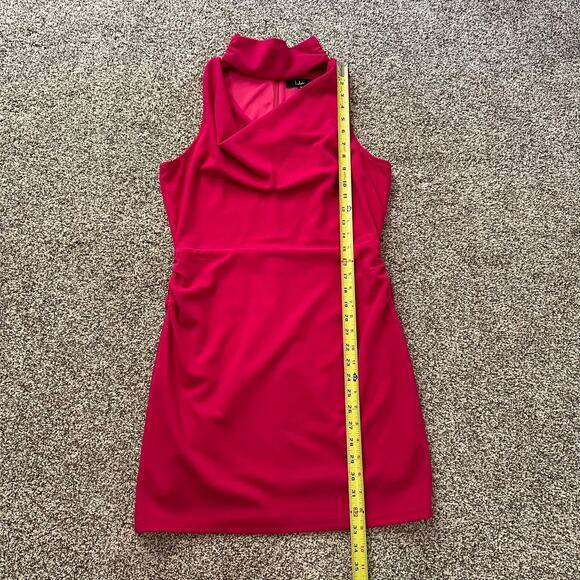 Lulu's Flaunt Your Figure dark pink sleeveless cut-out mini dress size M - Picture 10 of 12